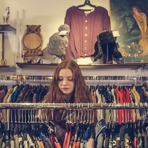 girl in a consignment store